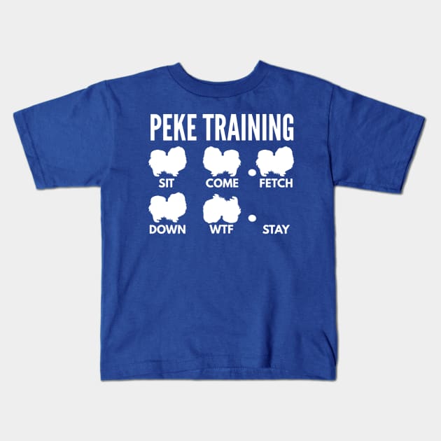 Peke Training Pekingese Dog Tricks Kids T-Shirt by DoggyStyles